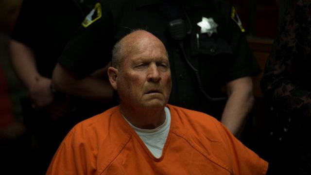 Joseph James DeAngelo, 72, who authorities said was identified by DNA evidence as the Golden State Killer, appears at his arraignment in California Superior court