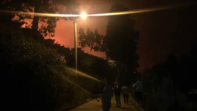 Bölgede yaşayanlar yangın söndürme çalışmalarına yardımcı oluyor