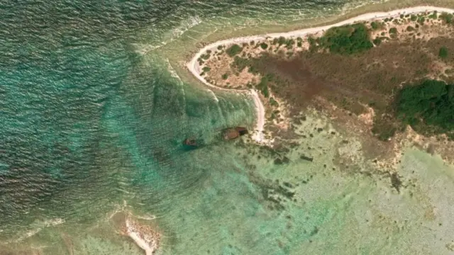 imagem de satélite do naufrágio