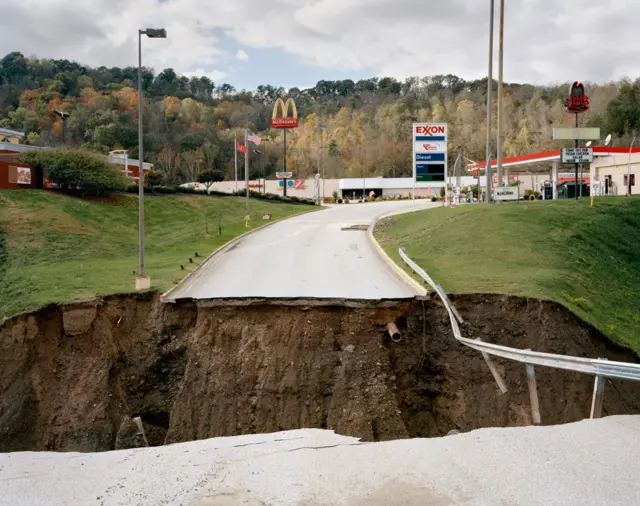 Sinkhole in road
