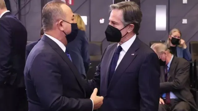 Foreign Minister Çavuşoğlu and his US counterpart Blinken at the NATO foreign ministers' extraordinary meeting at the beginning of March.