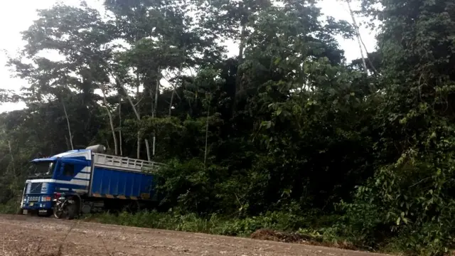 Un camión en Puerto Shipetiari