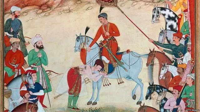 ਅਕਬਰ ਦਾ ਸੁਆਗਤ ਕਰਦੇ ਹੋਏ ਮਹਿਮ ਅੰਗ ਦਾ ਪੁੱਤਰ ਅਦਮ ਖਾਨ