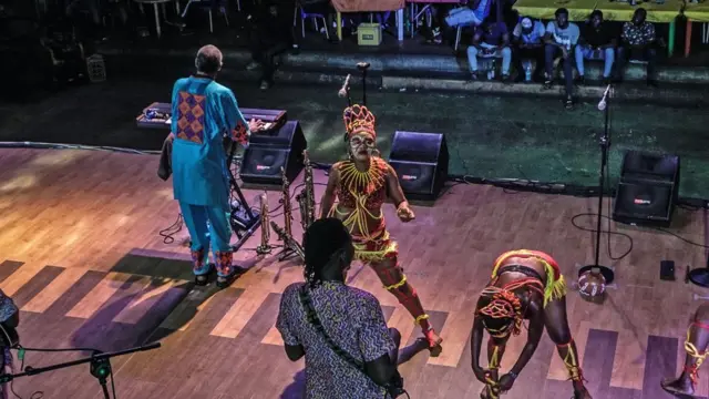 Femi Kuti dey perform 'One People One World' for New Afrika Shrine. 25 February 2018