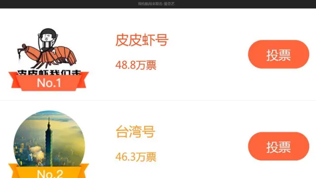 大陆网民发起的《我给航母来取名》网络投票截频（2017年4月26日）