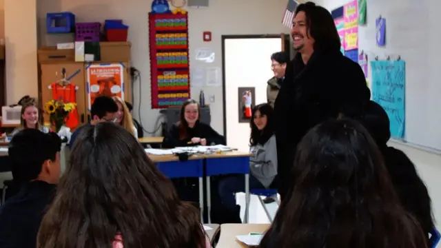El equipo de BBC Mundo en la escuela Cien Aguas de Albuquerque