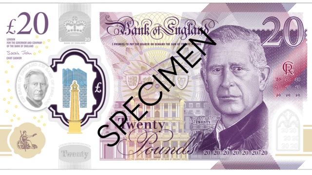 King Charles comes face to face with new banknotes - BBC News