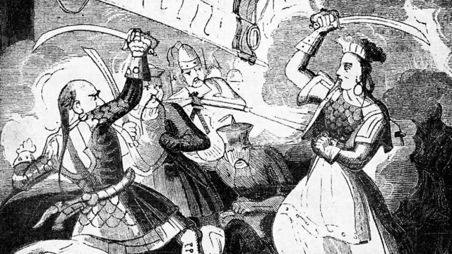 Ilustração de Zheng Yi Sao durante um ataque de piratas