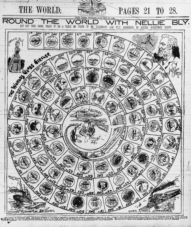 Jogo22bet cassinotabuleiro 'A volta ao mundo com Nellie Bly', lançado para celebrar a viagem da jornalista. Cada casa equivale a um dia22bet cassinoviagem, e o tabuleiro é ilustrado com imagens22bet cassinoBly, do escritor Júlio Verne,22bet cassinoum navio a vapor e22bet cassinoum trem