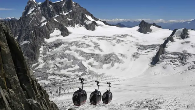 Mont Blanc buzulları üzerindeki teleferikler