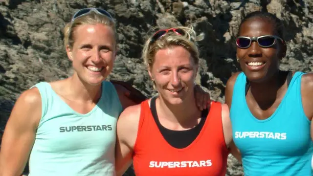 Atletas Katherine Merry, Kate Howey, Fiona May