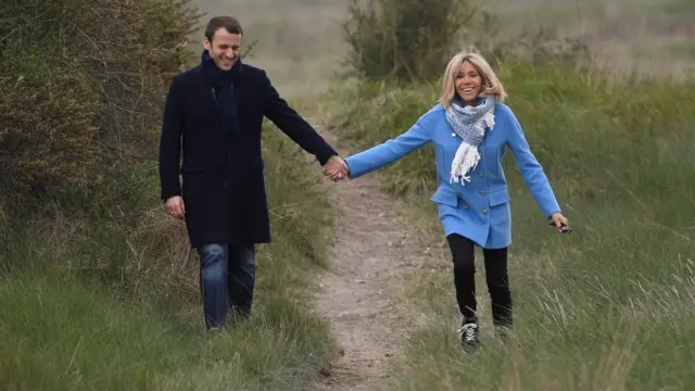 法国总统马克龙与妻子