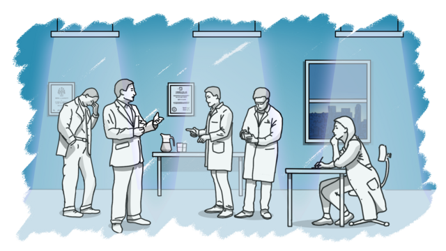 Ilustraçãoag futebol 7 betcinco pessoas pensando numa sala