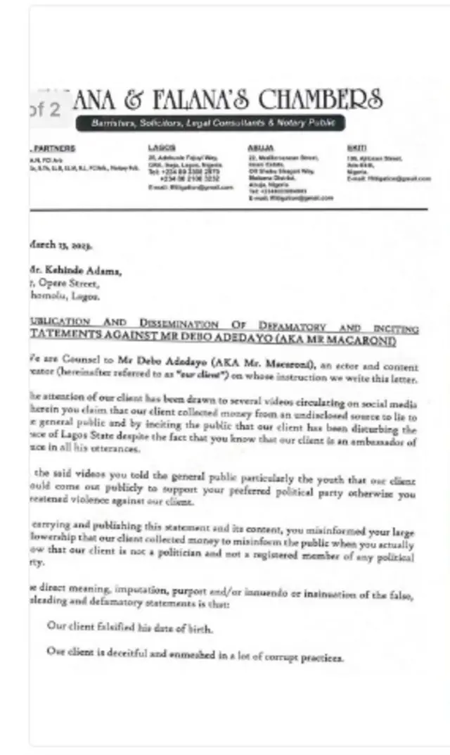 Iwe ẹjọ ti Agbẹjọro fun Macaroni kọ si Lẹgẹ Miami 