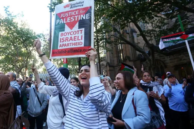 जवाबी हमले के बाद फ़लस्तीन समर्थकों का विरोध प्रदर्शन