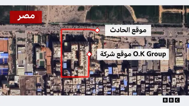 جرافيكس للمسافة بين موقع الحادث وشركة المجني عليه