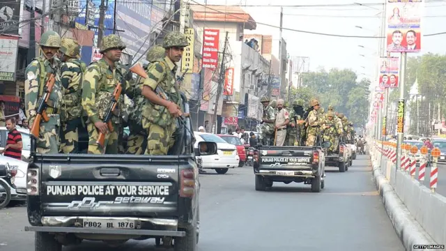 BSF jawans and Punjab Police flag march after desecration of GURU GRANTH SAHIB AMRITSAR