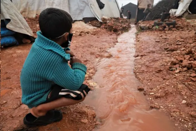 سیل در اردوگاه آوارگان سوری