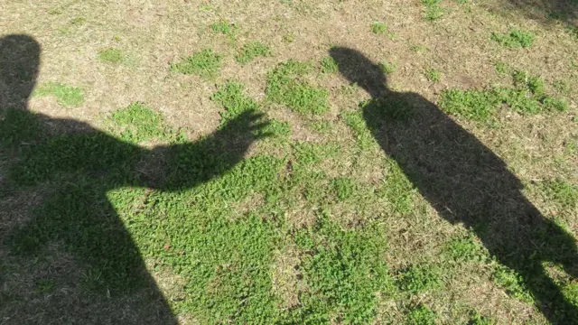 Sombras de un adulto y un niño en señal de ataque