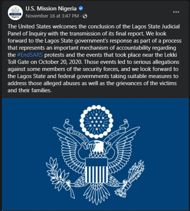 US mission in Nigeria statement