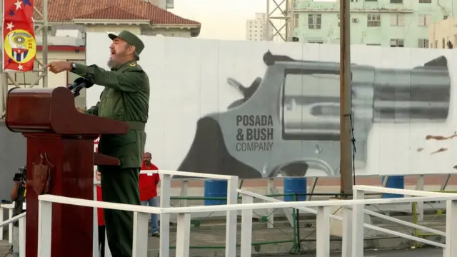 Fidel Castro en una manifestación anti EE.UU. en 2006