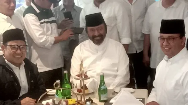 Anies Baswedan dan Muhaimin Iskandar mendeklarasikan diri sebagai bakal calon presiden (capres) dan bakal calon wakil presiden (cawapres) untuk menghadapi Pemilu 2024 di Hotel Majapahit, Surabaya, Jawa Timur, pada, Sabtu (2/9/2023).