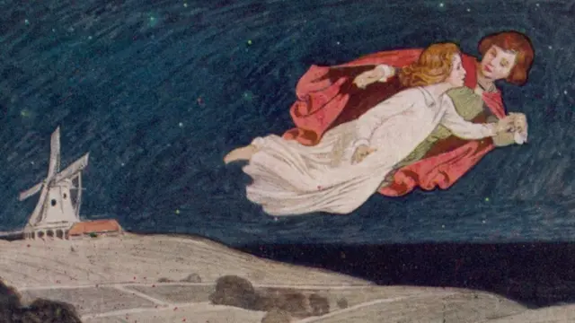 Peter Pan y Wendy volando