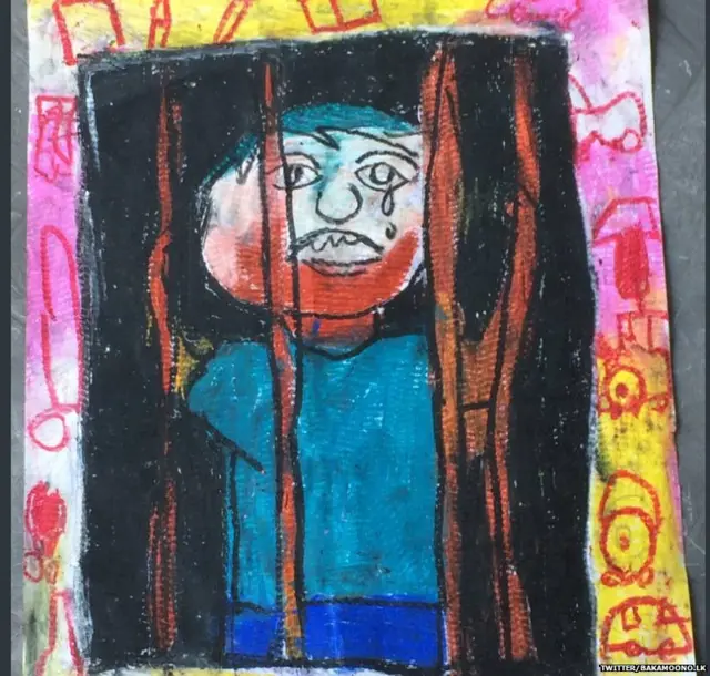 චිත්ර තරඟයක් සඳහා දරුවෙක් ඉදිරිපත් කළ චිත්රයක්