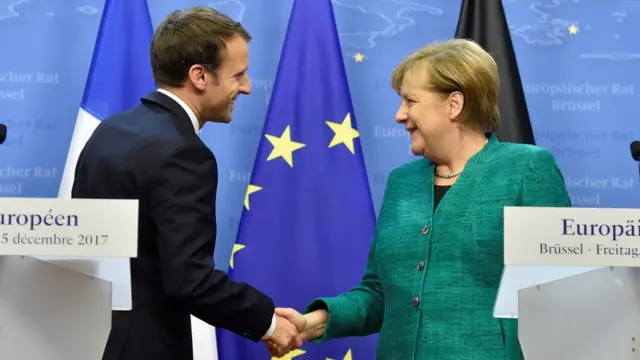 Emmanuel Macron y Ángela Merkel