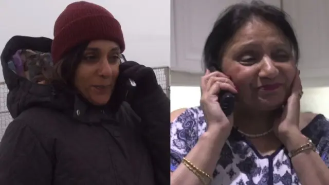 ફોન પર એકબીજા સાથે વાત કરતાં મીના અને તેમનાં માતા