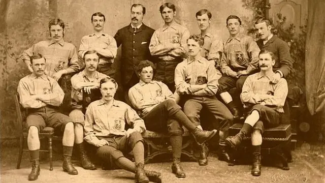 The image from 1881 is the Scotland team which defeated England 6-1 at the Oval in London. Watson made his debut and was selected as captain.