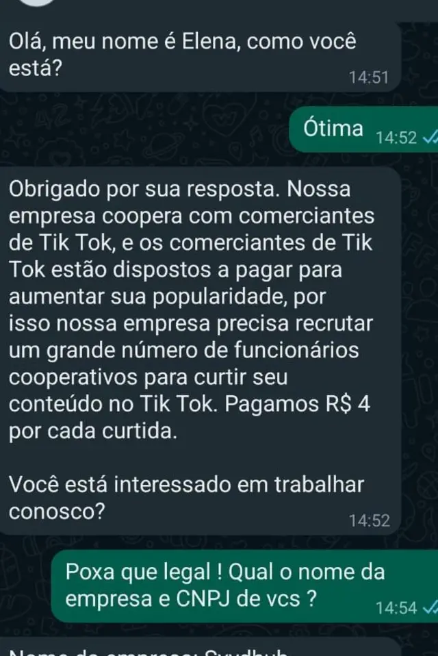 Golpista entracomo apostar no corinthianscontato para tentar oferecer "emprego"como apostar no corinthiansredes sociais