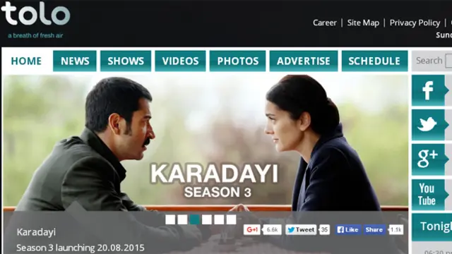 Screen grab of promo for soap on Afghan TV