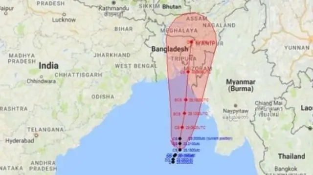 ঘূর্ণিঝড়ের সম্ভাব্য গতিপথ