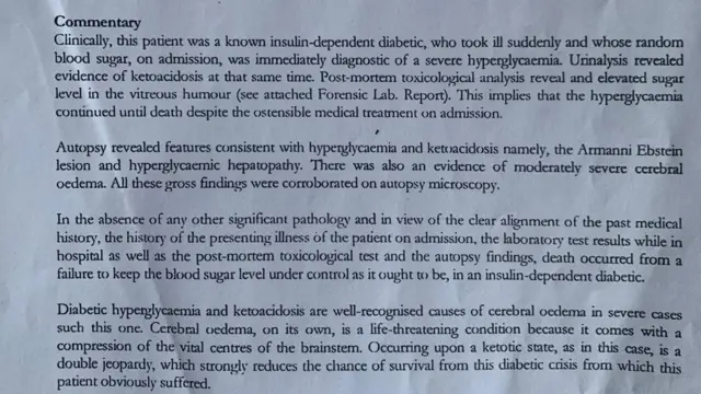 Screenshot from autopsy report