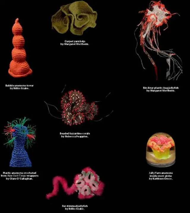 Ejemplos de diferentes tipos de corales de crochet