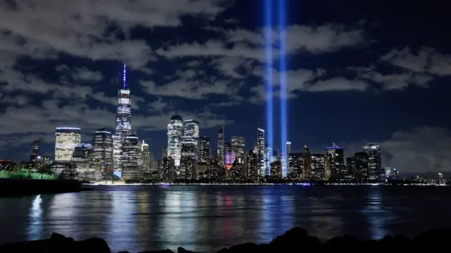Tributo a las víctima de los ataques a las Torres Gemelas en Nueva York en 2020.