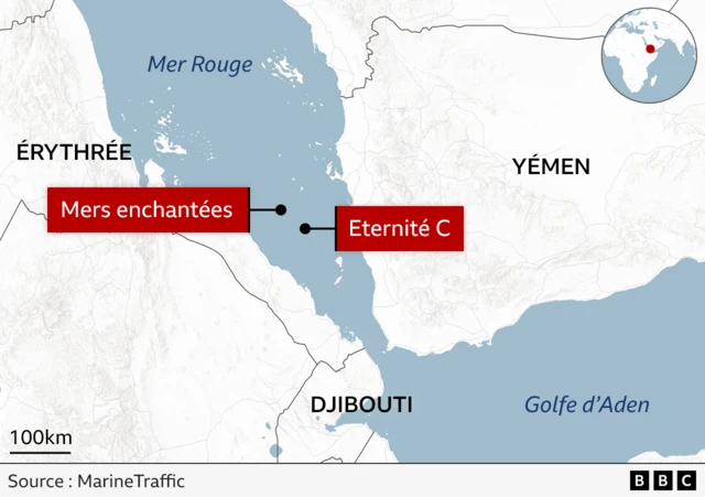 La carte de localisation montre les attaques sur Magic Seas et Eternity C