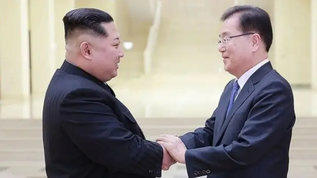 တောင်ကိုရီးယားကိုယ်စားလှယ်တွေနဲ့ ကင်ဂျုံအွန်းတို့ ပြုံယမ်းမှာတွေ့ဆုံ