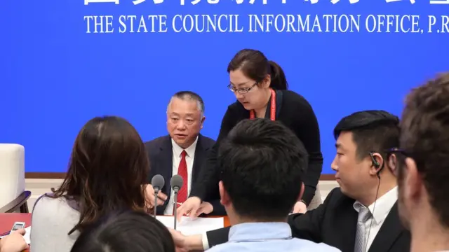 Liu Yuejin addresses a news conference on fentanyl-related substances control, in Beijing, China April, 1, 2019
