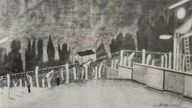 رانچی کے کیمپ کی ہاتھ سے بنائی گئی تصویر