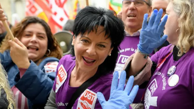 Protesta en Barcelona por los derechos de la mujer.