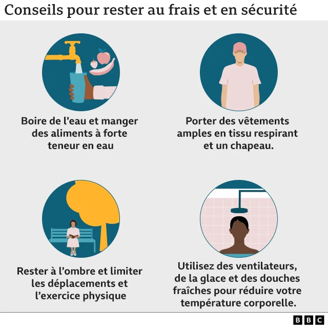 Les fortes chaleurs exigent un mode de comportement approprié pour réduire les effets nocifs de la chaleur sur le corps humain.