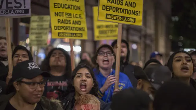 Protesto contra o presidente Donald Trump na Califórnia