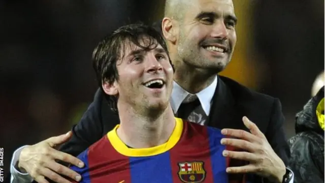 Lionel Messi and Pep Guardiola