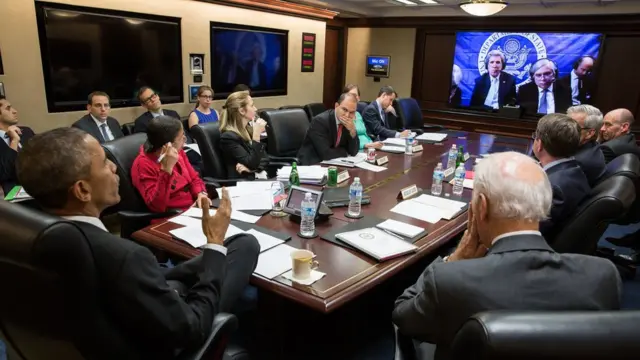 جلسه اوباما و هیات آمریکایی در مذاکرات هسته ای با ایران