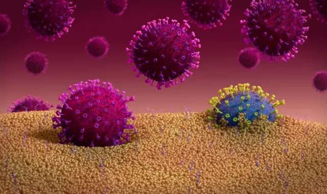 नीलो रङ्गमा उत्परिवर्तन भएको कोरोनाभाइरस देखाइएको छ