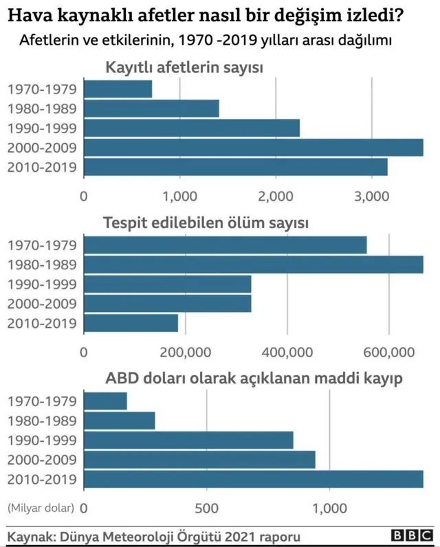 BBC grafiği: Hava kaynaklı afetler nasıl bir değişim izledi?