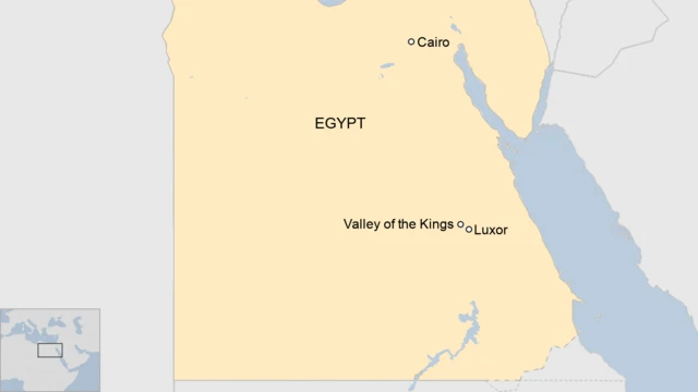 Une carte de la BBC montrant où se trouve Louxor en Égypte.