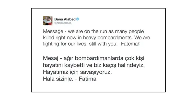Bana Alabed twitter mesajı